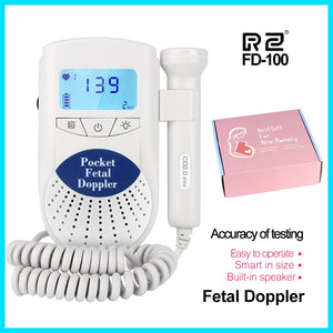 RZ Fetal Doppler Ultrasound Sound Baby Heartbeat Monitor  Detector LED Digital Prenatal Pocket FD-100 Fetal Doppler